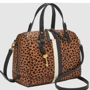Fossil Raquel leopard Satchel EUC